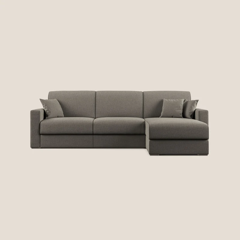 Best Divano letto angolare con penisola in tessuto smacchiabile QuickClean T08 tortora