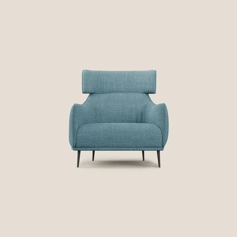 Zelda Poltroncina dal design moderno in morbido tessuto impermeabile T06 azzurro