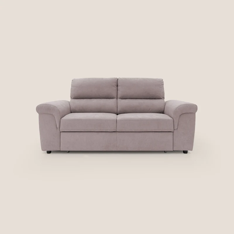 Minerva divano con pouf estraibile poggiapiedi in tessuto morbido impermeabile T02 rosa
