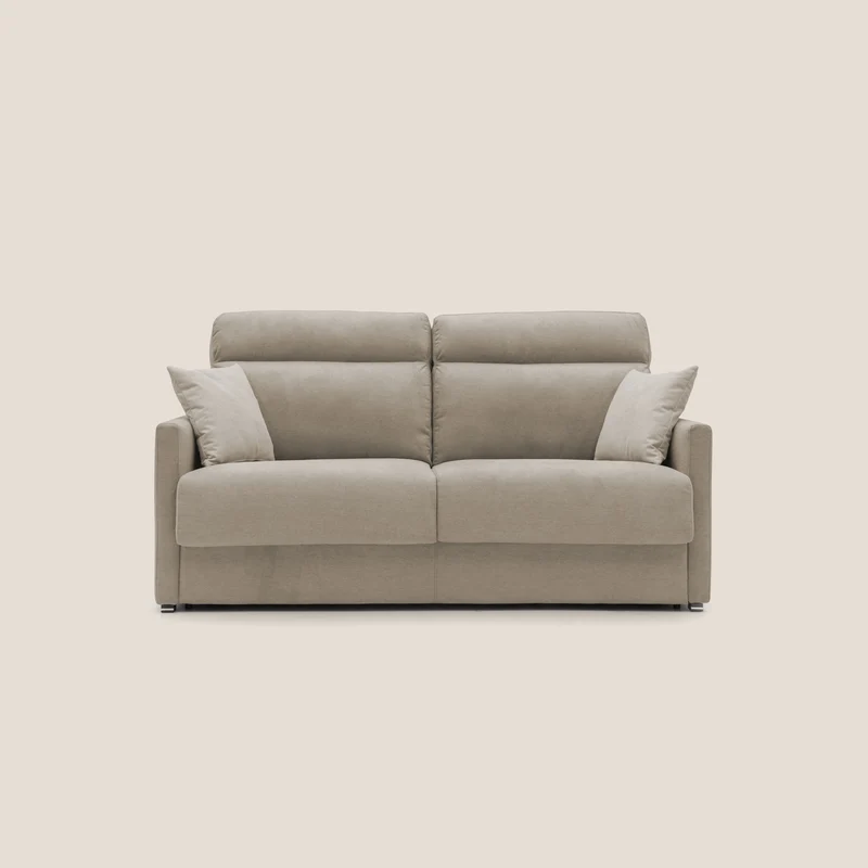 Margot Divano letto matrimoniale con schienale morbido alto in tessuto T02 beige