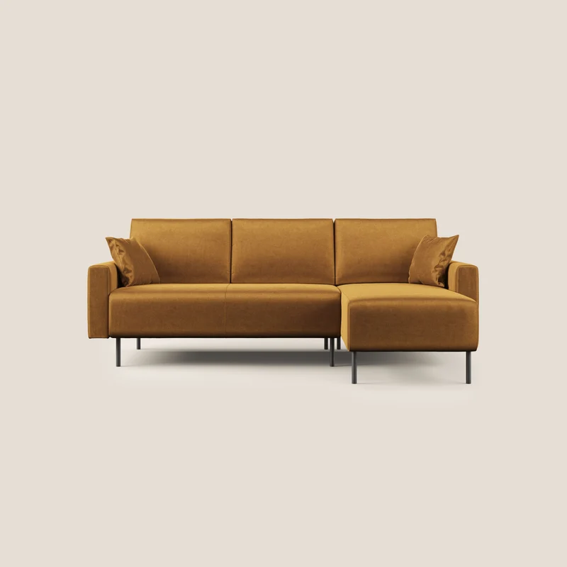 Arthur divano moderno angolare in velluto morbido impermeabile T01 oro