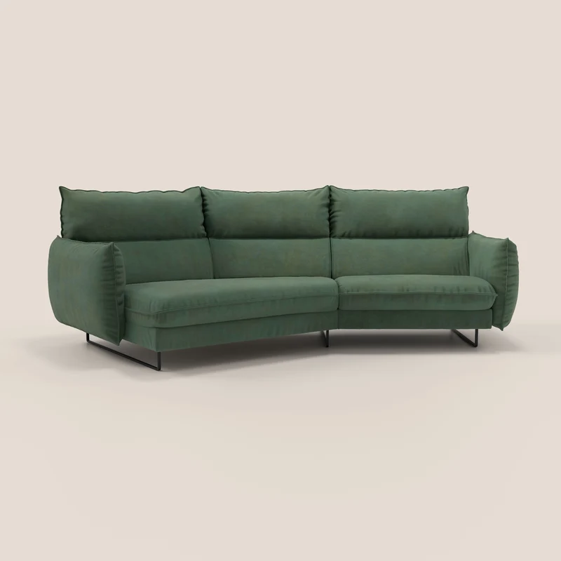 Monamour divano moderno angolare con opzione relax elettrico in microfibra smacchiabile impermeabile T11 verde