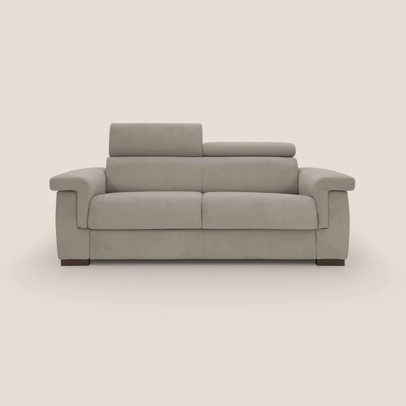 Bjorn divano letto sfoderabile con materasso H18 cm e poggiatesta reclinabili in tessuto impermeabile T02 beige