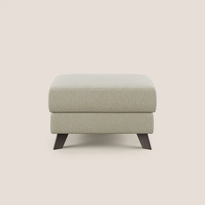 Moon Pouf contenitore e piedini alti in tessuto smacchiabile con acqua T05 panna