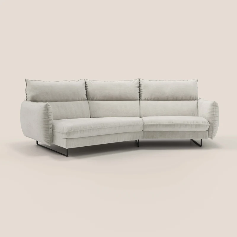 Monamour divano moderno angolare con opzione relax elettrico in microfibra smacchiabile impermeabile T11 panna
