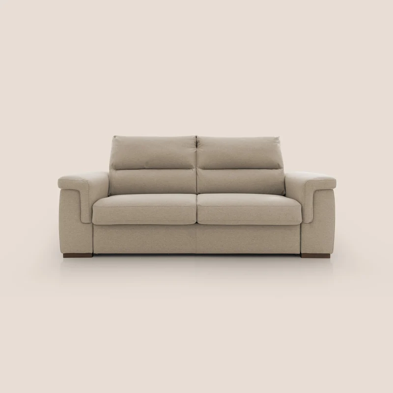Magnolia divano letto con materasso alto 18 cm morbido schienale alto in tessuto smacchiabile T05 beige
