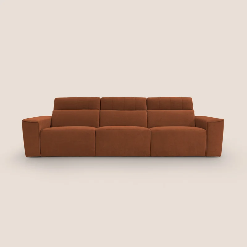 Clark Divano modulare 3 sedute con opzione relax elettrico in tessuto smacchiabile impermeabile T17 arancio