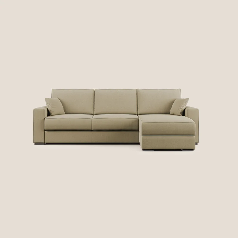 Dream Divano letto angolare in tessuto smacchiabile T05 cammello