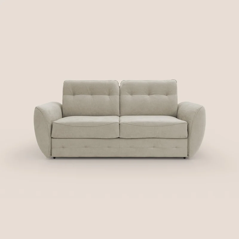Zeus Divano letto scandinavo con schienale alto in tessuto impermeabile T02 panna
