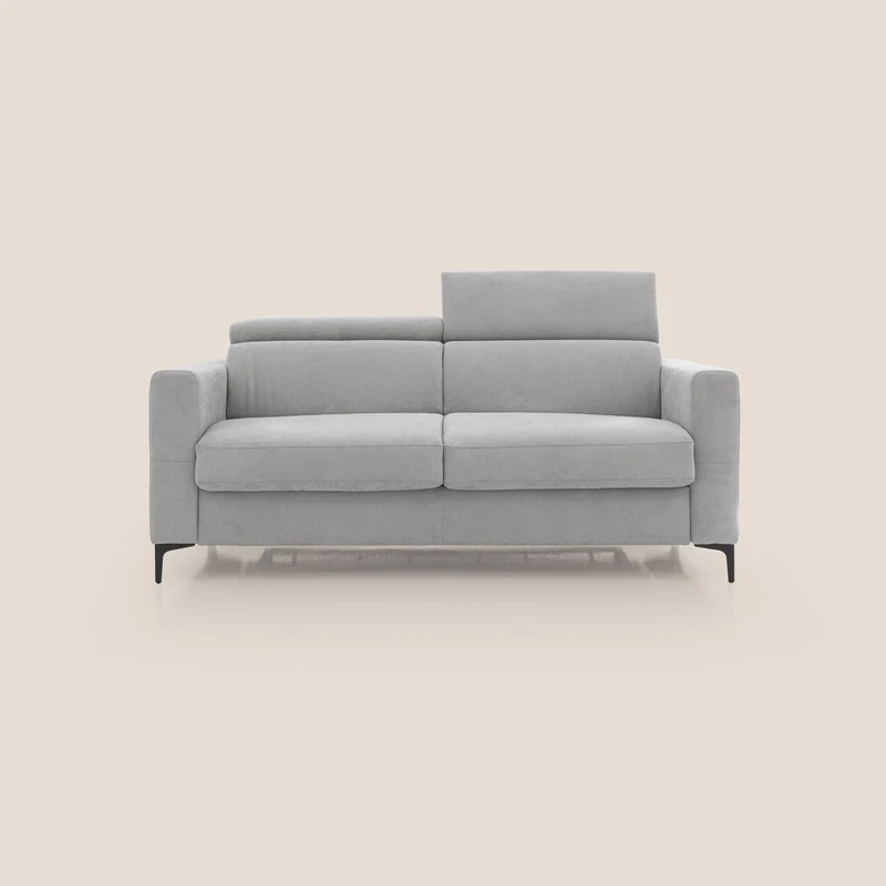 Gardenia divano letto materasso alto 18 cm con poggiatesta reclinabili e rivestimento impermeabile T02 grigio chiaro