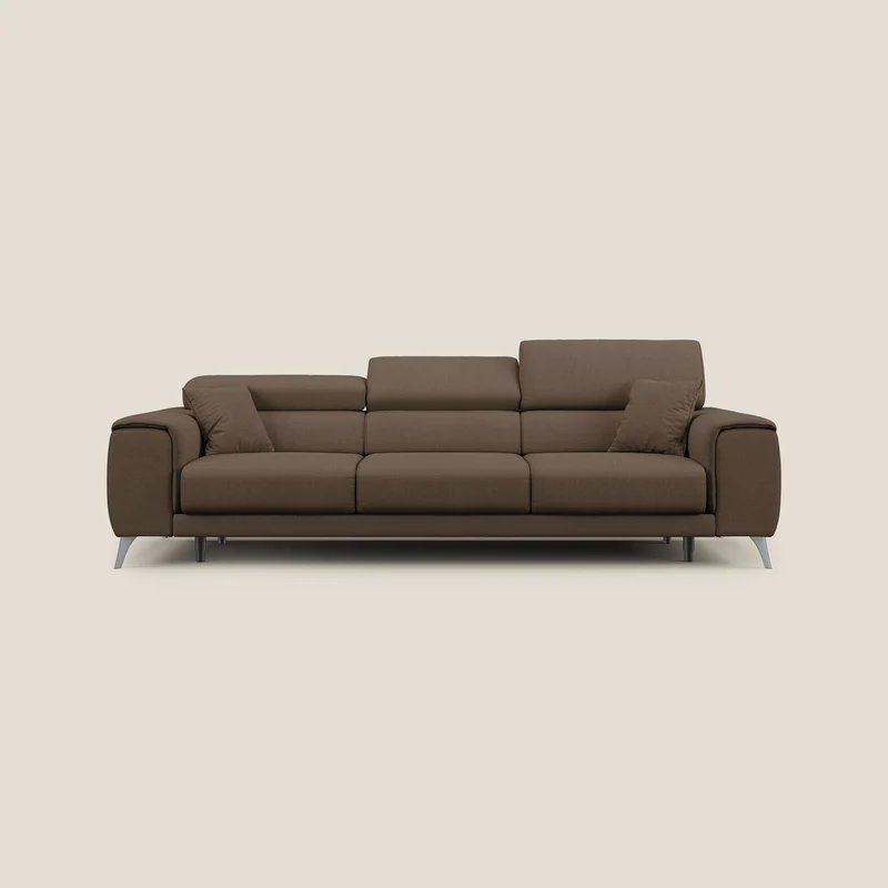 Fusion divano con 3 sedute allungabili in tessuto smacchiabile T05 marrone