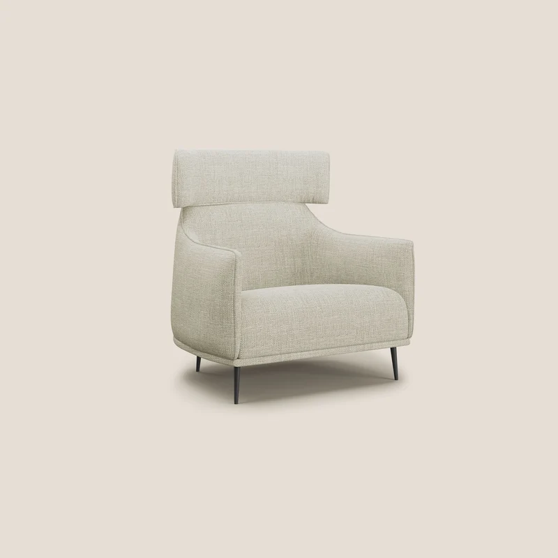 Zelda Poltroncina dal design moderno in morbido tessuto impermeabile T06 panna