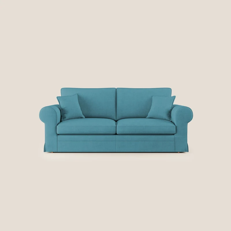 Lady divano classico in piuma d'oca realizzato con tessuto impermeabile T02 azzurro