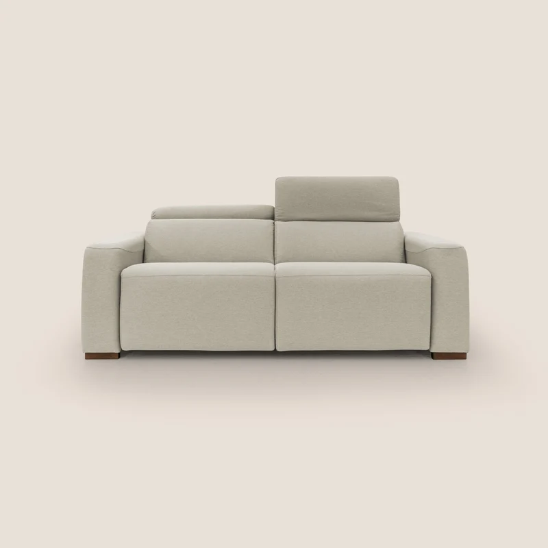 Poseidon divano letto + relax elettrico in tessuto smacchiabile impermeabile T05 panna