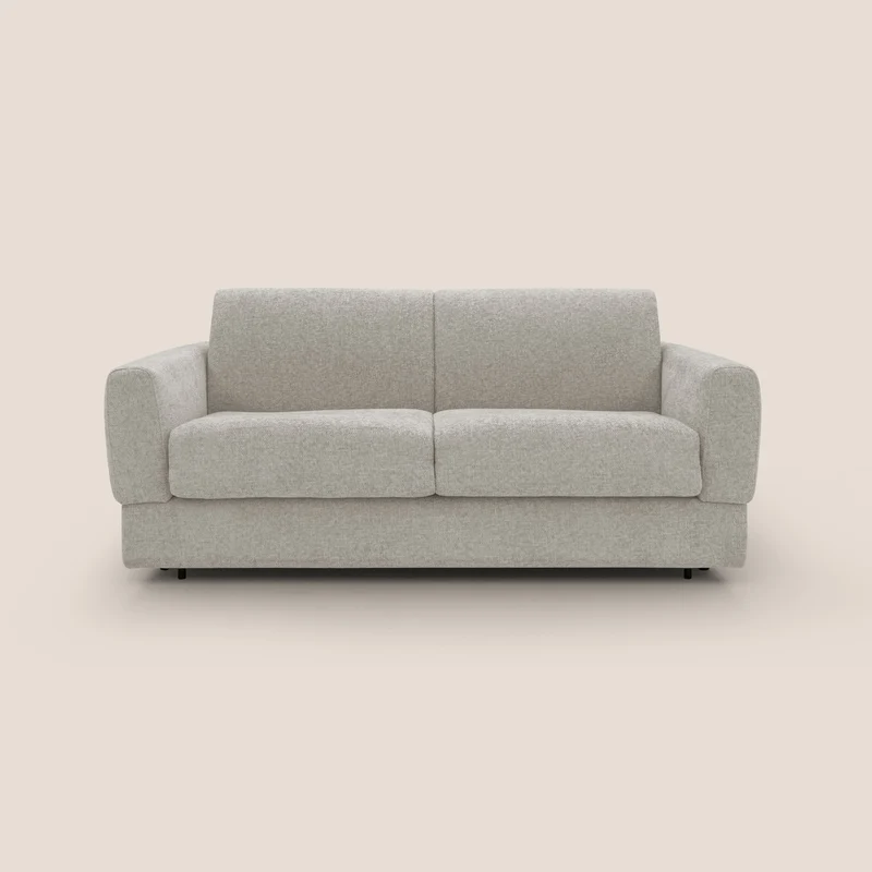 Happy Divano letto matrimoniale con materasso h18 cm in tessuto impermeabile T10 panna