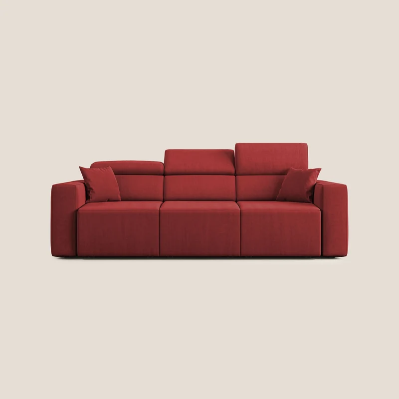 Orwell divano con 3 sedute estraibili in microfibra smacchiabile T11 rosso