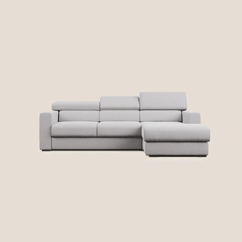 Dylan divano angolare con estraibile a cassettone in tessuto fiammato simil cotone impermeabile T19 grigio