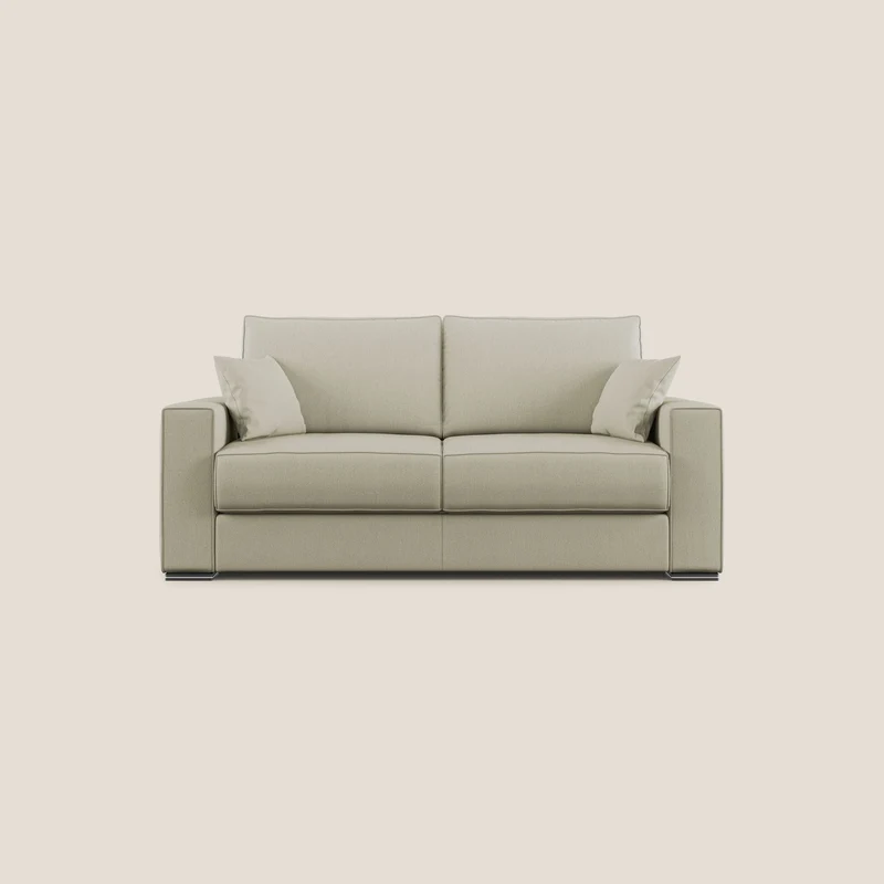 Dream Divano letto moderno dai morbidi cuscini in tessuto smacchiabile T05 panna