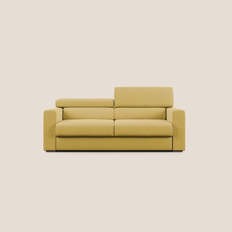 Dylan divano allungabile con pouf estraibile poggiapiedi in tessuto simil cotone impermeabile T13 giallo