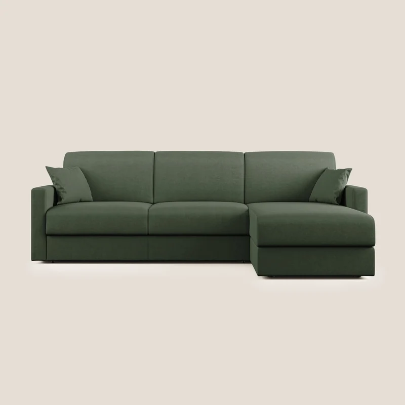 Chris Divano letto angolare con penisola in microfibra smacchiabile T11 verde