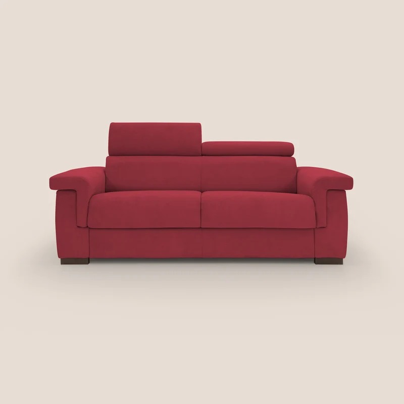 Bjorn divano letto sfoderabile con materasso H18 cm e poggiatesta reclinabili in tessuto impermeabile T02 rosso