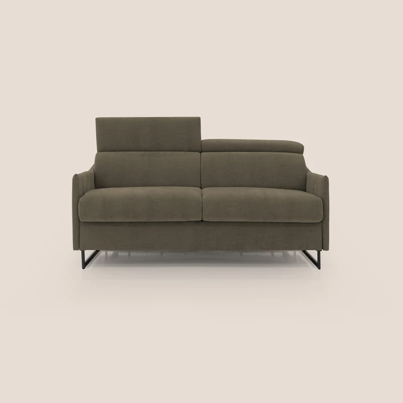 Loto divano letto salvaspazio materasso H18 cm con piedi alti in morbido tessuto impermeabile T14 marrone