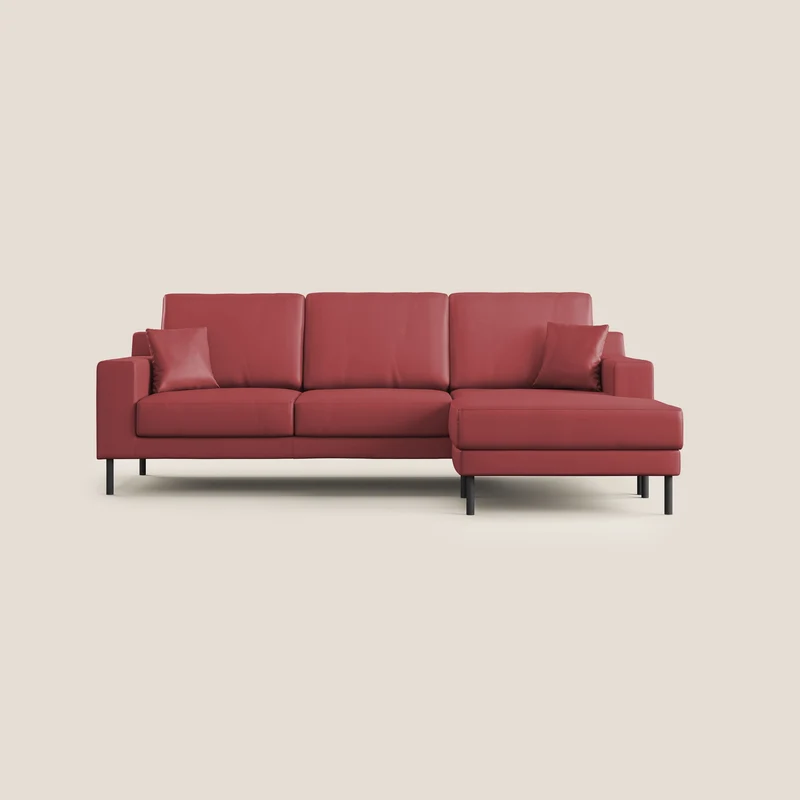 Uranio divano angolare moderno REVERSIBILE in Ecopelle impermeabile T04 rosso