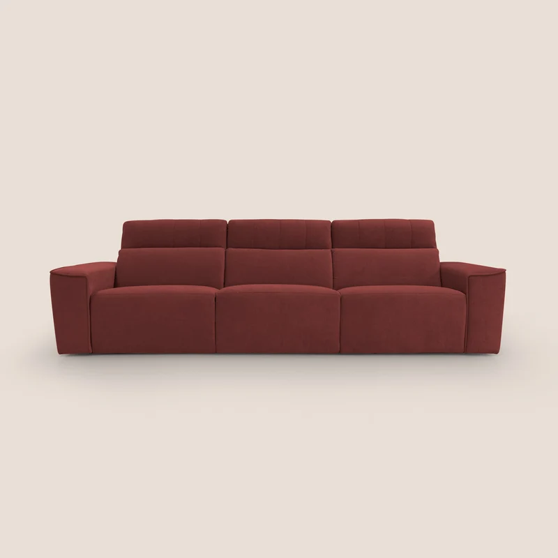 Clark Divano modulare 3 sedute con opzione relax elettrico in tessuto smacchiabile impermeabile T17 rosso