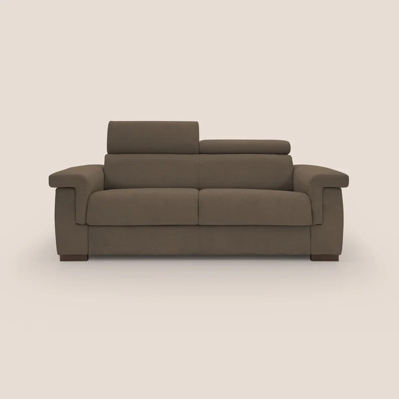 Bjorn divano letto sfoderabile con materasso H18 cm e poggiatesta reclinabili in tessuto impermeabile T02 marrone