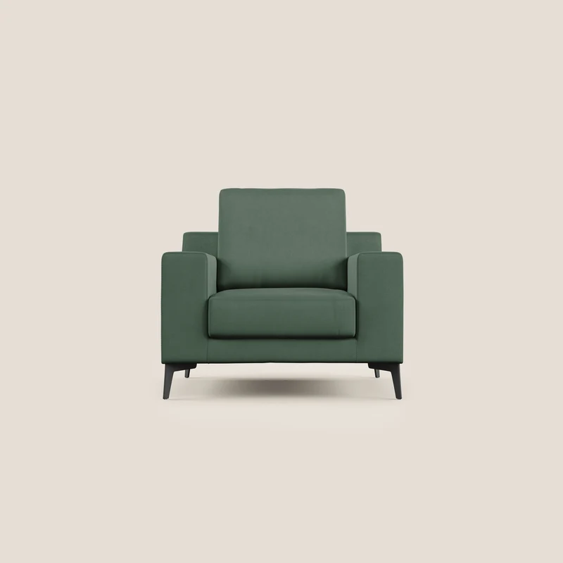 Prestige poltroncina moderna in microfibra smacchiabile T11 verde