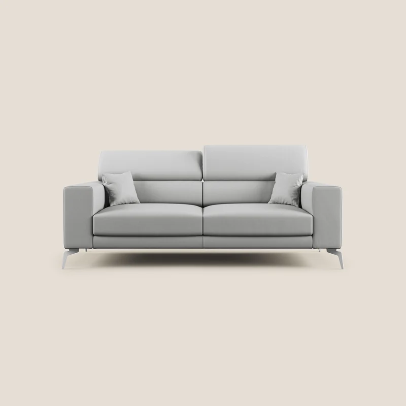 Blade Divano moderno con poggiatesta reclinabili in Ecopelle T04 grigio chiaro