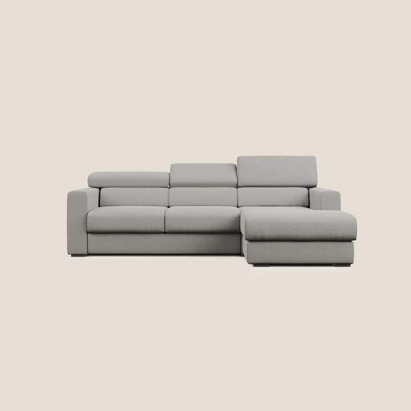 Dylan divano angolare con estraibile a cassettone in tessuto fiammato simil cotone impermeabile T19 beige