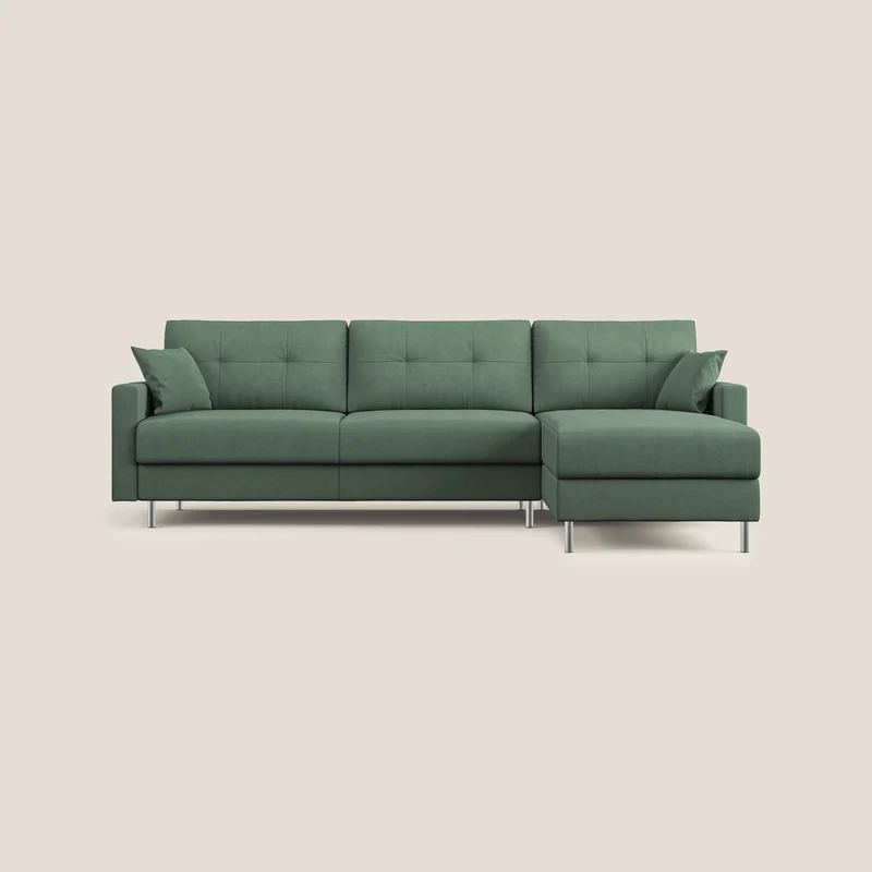 Megan divano letto angolare in microfibra smacchiabile T11 verde