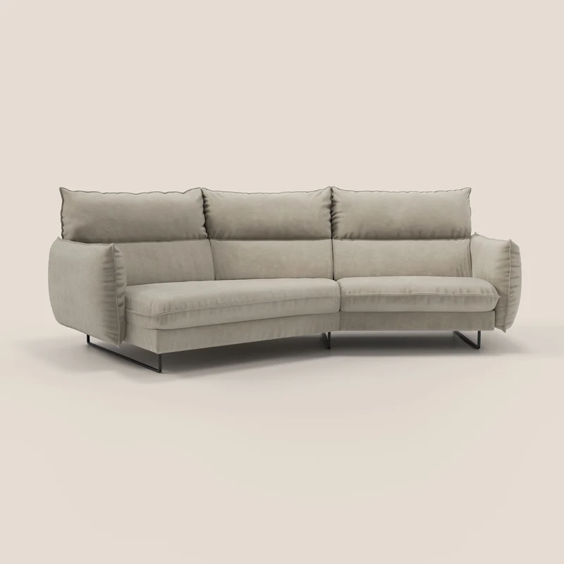 Monamour divano moderno angolare con opzione relax elettrico in microfibra smacchiabile impermeabile T11 tortora