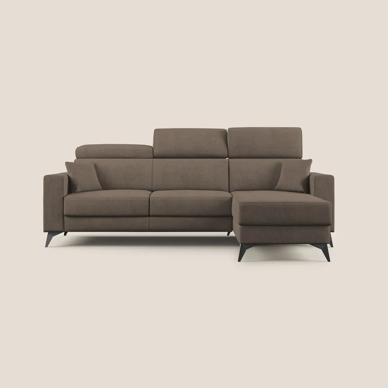 Pegaso divano letto angolare con poggiatesta reclinabili e rivestimento impermeabile T02 marrone