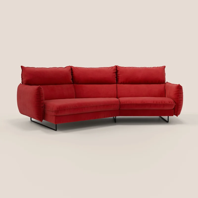 Monamour divano moderno angolare con opzione relax elettrico in microfibra smacchiabile impermeabile T11 rosso