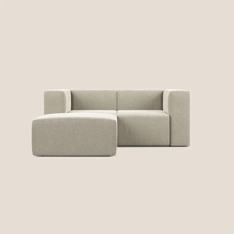 Nettuno divano angolare modulare reversibile e componibile in morbido tessuto bouclè T07 beige