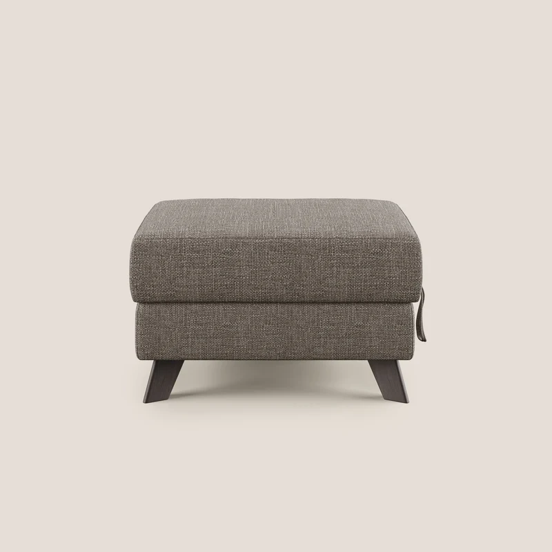 Moon Pouf contenitore e piedini alti in tessuto morbido ad intreccio soft-touch impermeabile T06 marrone