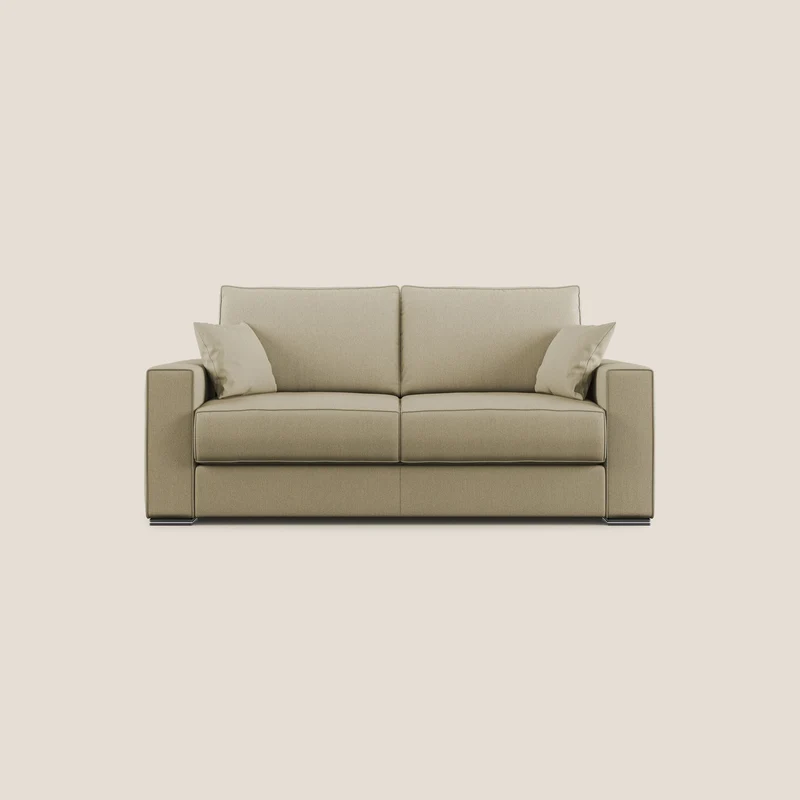 Dream Divano letto moderno dai morbidi cuscini in tessuto smacchiabile T05 cammello