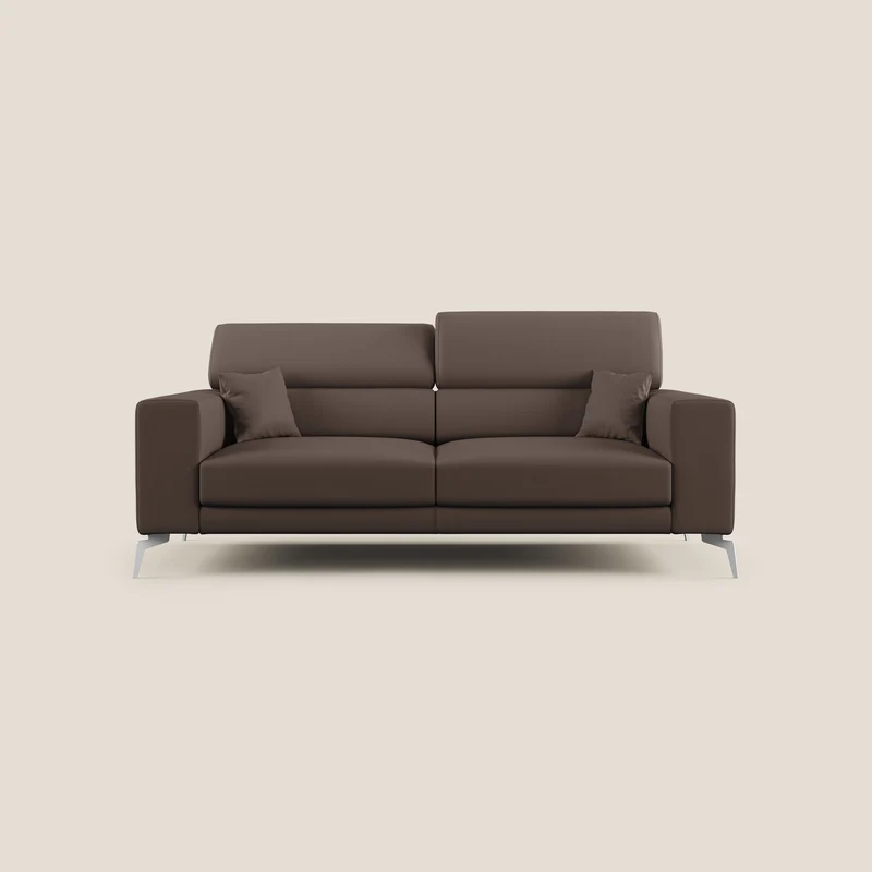 Blade Divano moderno 210 cm con poggiatesta reclinabili in Ecopelle T04 MARRONE