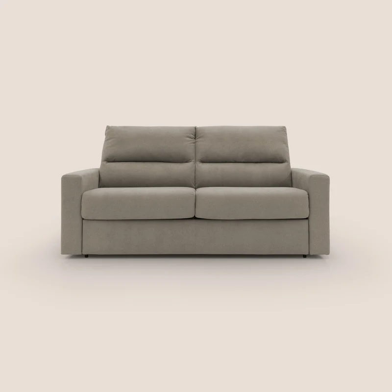Paloma divano letto con materasso alto 18 cm con Aloe Vera in tessuto impermeabile talpa