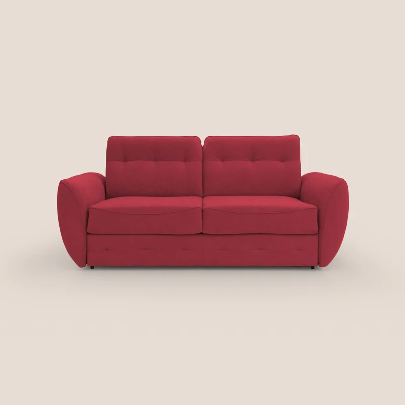 Zeus Divano letto scandinavo con schienale alto in tessuto impermeabile T02 rosso