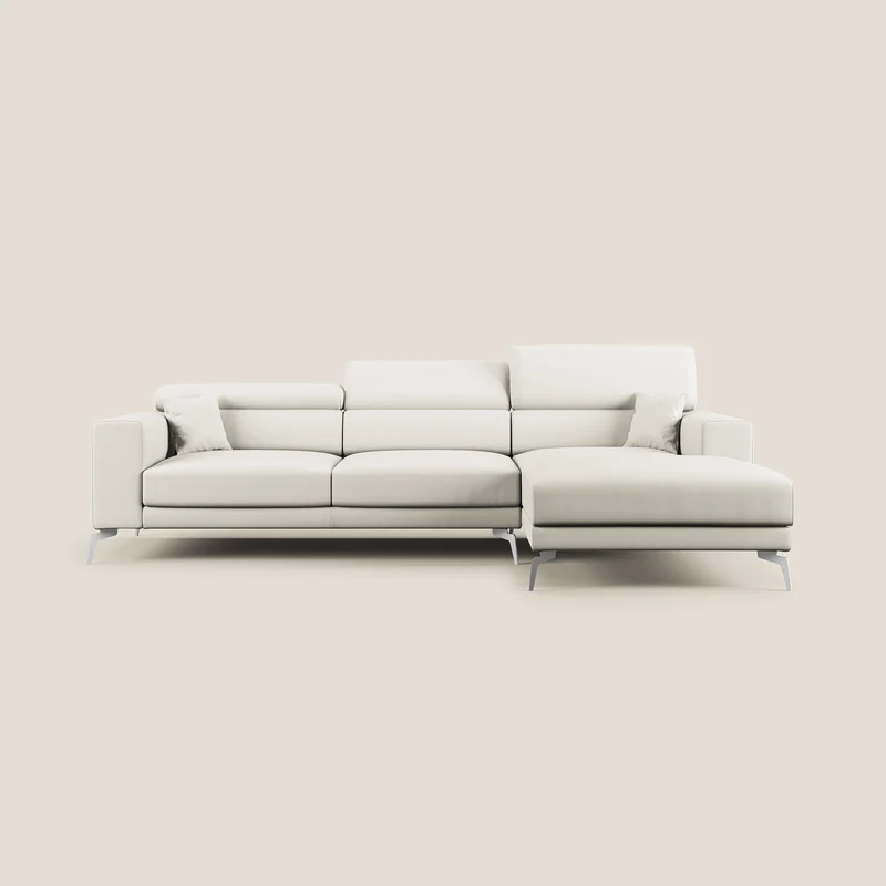 Blade Divano moderno angolare con poggiatesta reclinabili in Ecopelle T04 bianco