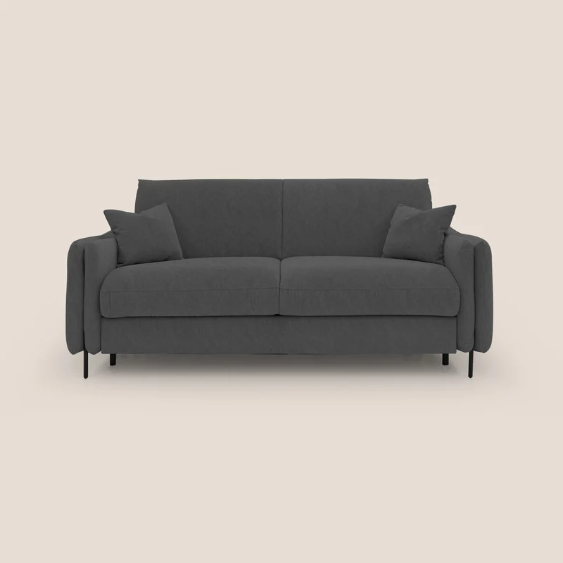 Gregory Divano letto con materasso h18 cm in microfibra effetto velluto impermeabile T09 antracite