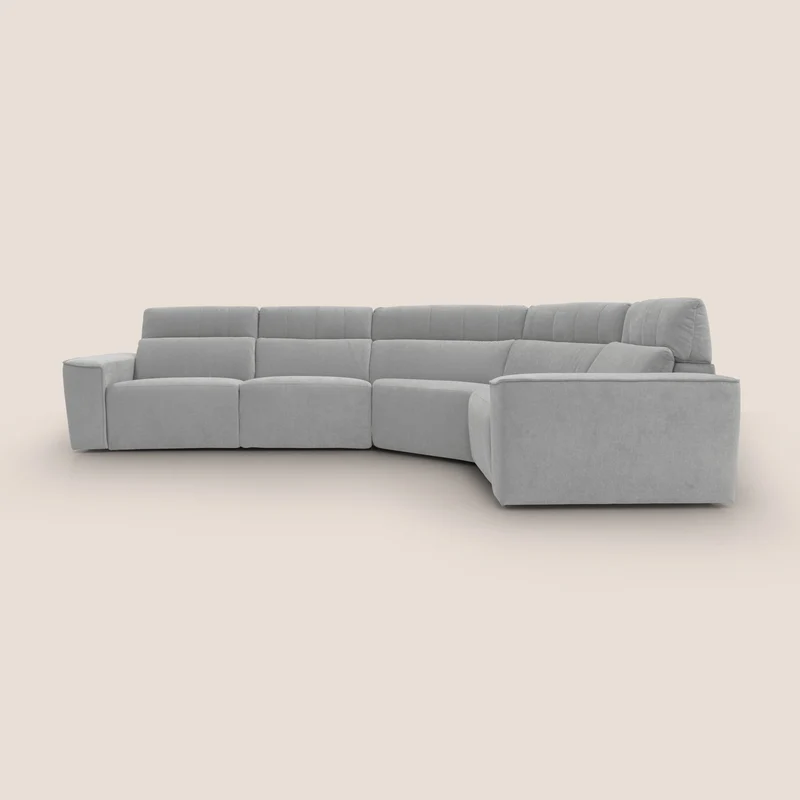 Clark Divano modulare angolare REVERSIBILE con opzione relax elettrico in tessuto smacchiabile impermeabile T17 grigio