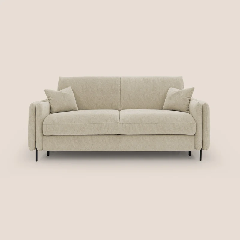 Gregory Divano letto con materasso h18 cm in microfibra effetto velluto impermeabile T09 beige