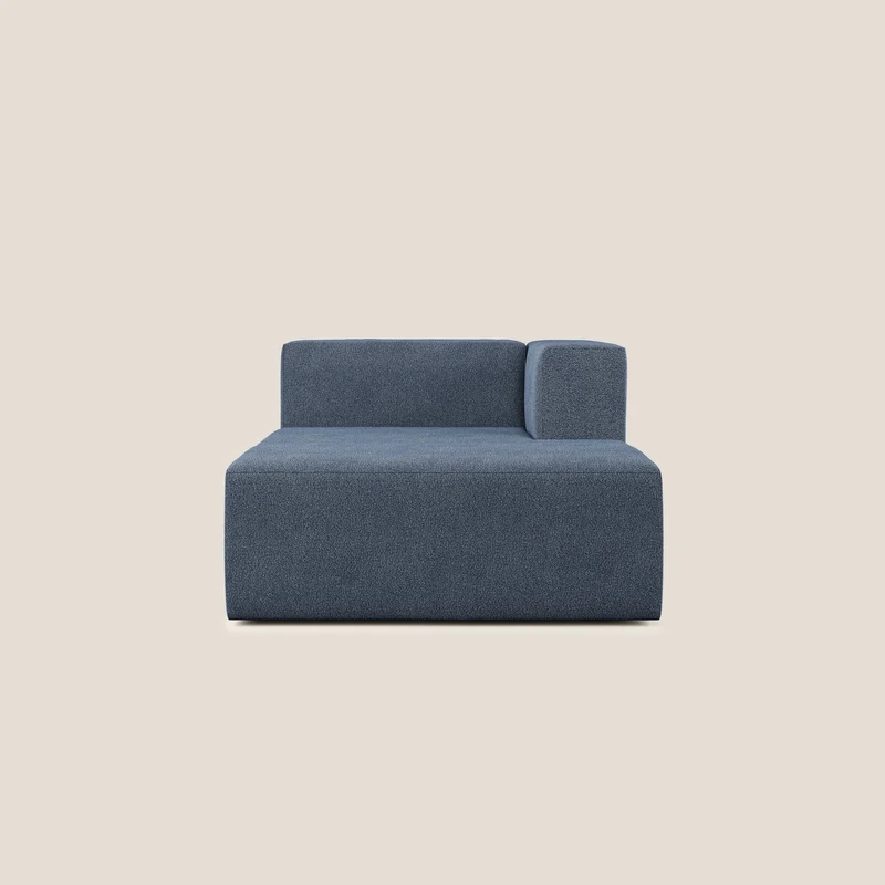 Nettuno modulo chaise longue in morbido tessuto bouclè T07 blu