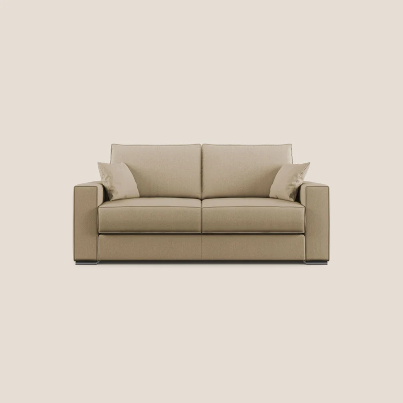 Dream Divano letto moderno dai morbidi cuscini in tessuto smacchiabile T05 beige