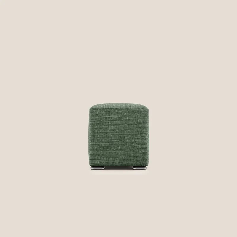 Cube pouf in morbido tessuto impermeabile ad intreccio melangiato T06 verde