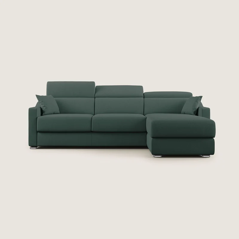 Amber divano letto angolare in tessuto smacchiabile T05 verde